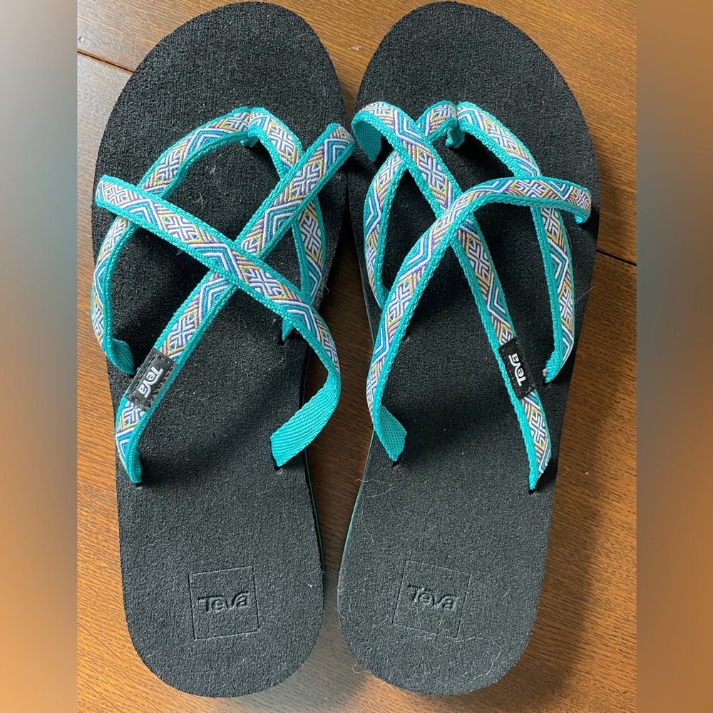 Teva Black and Teal Sandals